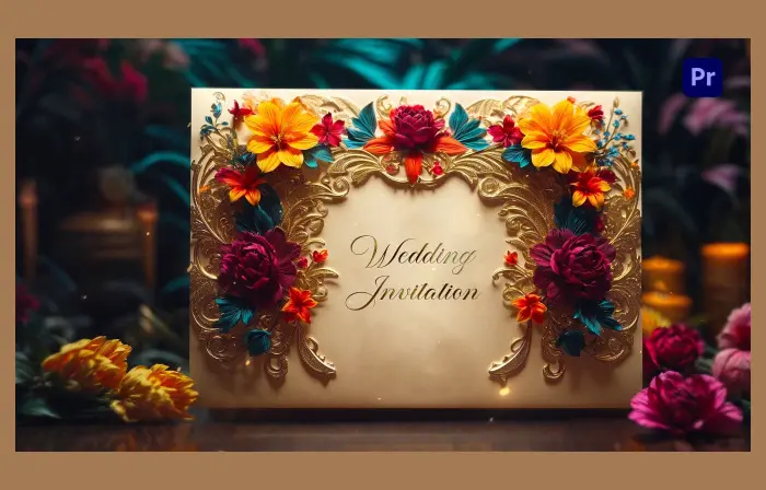 Vibrant 3D Floral Wedding Invitation Artwork Slideshow